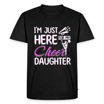 Je suis juste là pour ma fille d’encouragement - T-shirt Premium bio Homme - noir - Devant - Nico (187cm)