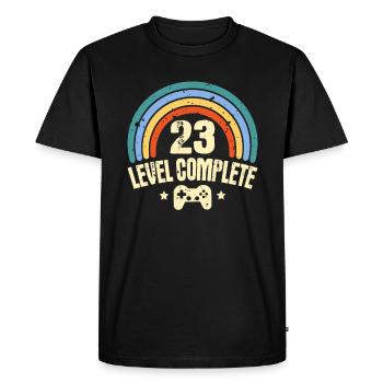 23ème anniversaire Niveau 23 Complet 23 ans Joueur - T-shirt Premium bio Homme - noir - Devant - Nico (187cm)