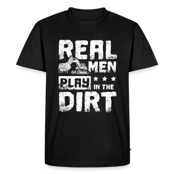 De vrais hommes jouent dans le conducteur de la pelle en terre battue - T-shirt Premium bio Homme - noir - Devant - Nico (187cm)