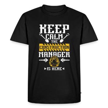 Restez calme le gestionnaire de consruction est ici - T-shirt Premium bio Homme - noir - Devant - Nico (187cm)