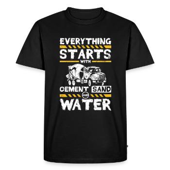 Tout commence avec du sable de ciment et de l’eau - T-shirt Premium bio Homme - noir - Devant - Nico (187cm)