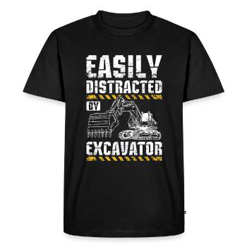 Facilement distrait par une excavatrice - T-shirt Premium bio Homme - noir - Devant - Nico (187cm)