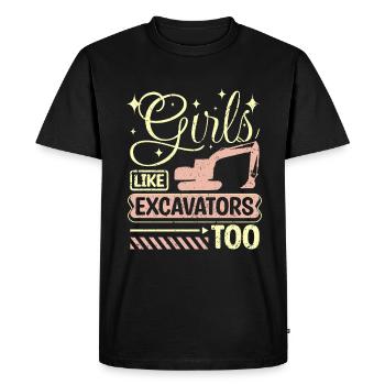 Les filles aiment aussi les excavatrices - T-shirt Premium bio Homme - noir - Devant - Nico (187cm)