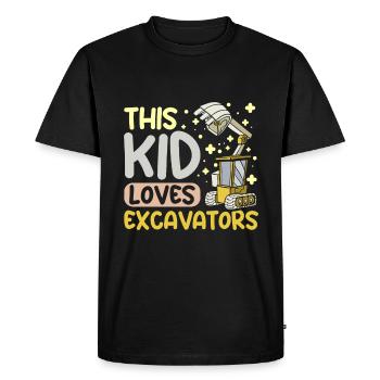 Cet enfant adore les excavatrices - T-shirt Premium bio Homme - noir - Devant - Nico (187cm)