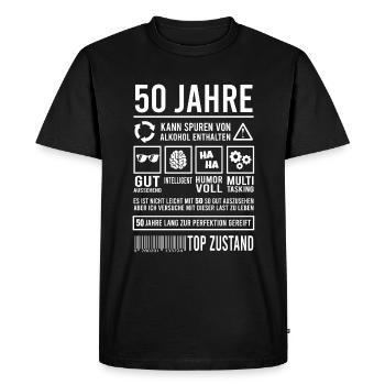 50. Geburtstag Männer Frauen Lustig 50 Jahre - Männer Premium Bio T-Shirt - Schwarz - Vorne - Nico (187cm)