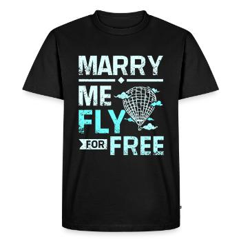 Marry me fly pour pilote de montgolfière gratuit - T-shirt Premium bio Homme - noir - Devant - Nico (187cm)