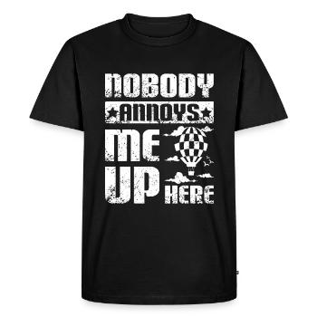 Personne ne m’énerve ici montgolfière - T-shirt Premium bio Homme - noir - Devant - Nico (187cm)