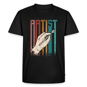 Retro Vintage Painter Arist - Men's Premium Organic T-Shirt - black - Front - Nico (187cm)
