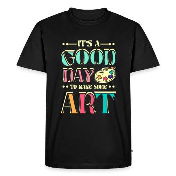C'est une bonne journée pour faire de l'art - T-shirt Premium bio Homme - noir - Devant - Nico (187cm)