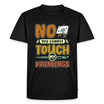 Non tu ne peux pas toucher mes peintures - T-shirt Premium bio Homme - noir - Devant - Nico (187cm)