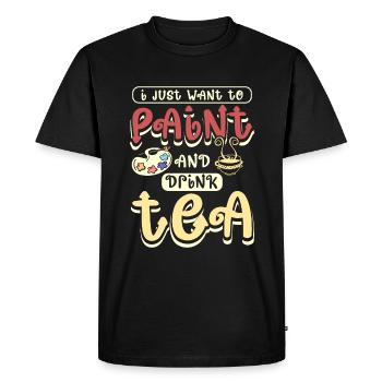 Peindre et boire du thé - T-shirt Premium bio Homme - noir - Devant - Nico (187cm)