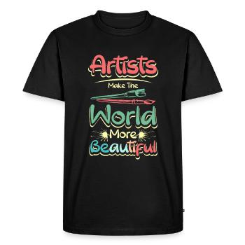 Artists make the world more beautiful - Men's Premium Organic T-Shirt - black - Front - Nico (187cm)