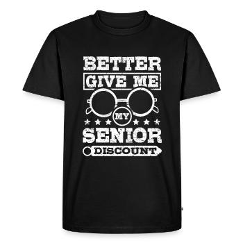 Donnez-moi mon rabais senior - T-shirt Premium bio Homme - noir - Devant - Nico (187cm)