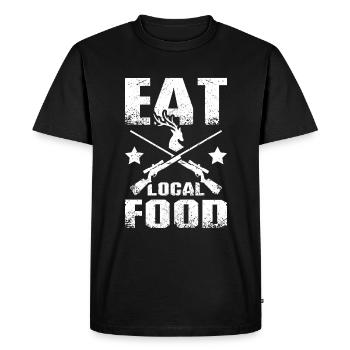 Hunt deer eat local food - Men's Premium Organic T-Shirt - black - Front - Nico (187cm)