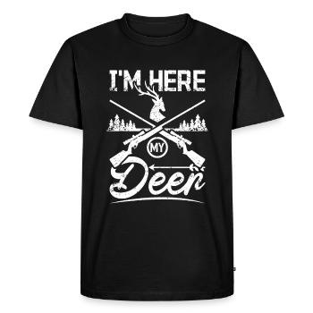 Deer hunting, I'm here my deer - Men's Premium Organic T-Shirt - black - Front - Nico (187cm)