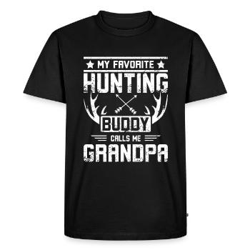 My favorite hunting buddy calls me grandpa - Men's Premium Organic T-Shirt - black - Front - Nico (187cm)