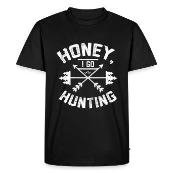 Honey I go hunting - Men's Premium Organic T-Shirt - black - Front - Nico (187cm)