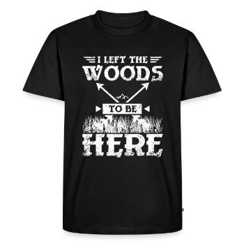 I left the woods to be here - Men's Premium Organic T-Shirt - black - Front - Nico (187cm)