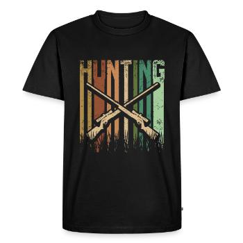 Retro Vintage Hunting Hunter - Men's Premium Organic T-Shirt - black - Front - Nico (187cm)