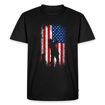 Usa American flag 4th of july Hunting - Men's Premium Organic T-Shirt - black - Front - Nico (187cm)