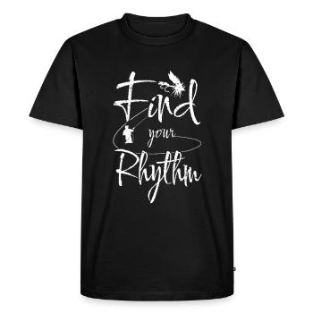 Trouvez votre pêche à la mouche en rimes - T-shirt Premium bio Homme - noir - Devant - Nico (187cm)