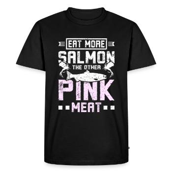 Mangez plus de saumon que l’autre viande rose - T-shirt Premium bio Homme - noir - Devant - Nico (187cm)