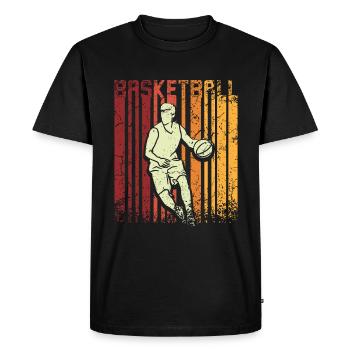 Joueur de basket-ball rétro vintage - T-shirt Premium bio Homme - noir - Devant - Nico (187cm)