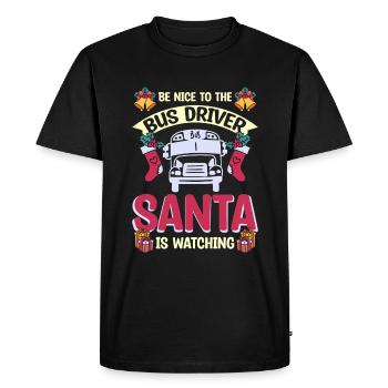 Soyez gentil avec le chauffeur de bus que le Père Noël regarde - T-shirt Premium bio Homme - noir - Devant - Nico (187cm)