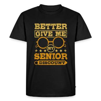Donnez-moi mon rabais senior - T-shirt Premium bio Homme - noir - Devant - Nico (187cm)