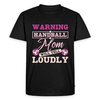 Une maman de handball criera fort - T-shirt Premium bio Homme - noir - Devant - Nico (187cm)