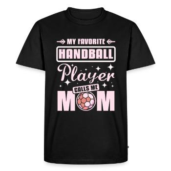 Ma joueuse de handball préférée m’appelle maman - T-shirt Premium bio Homme - noir - Devant - Nico (187cm)