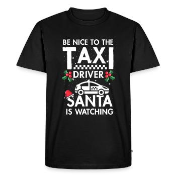 Soyez gentil avec le chauffeur de taxi que le Père Noël regarde - T-shirt Premium bio Homme - noir - Devant - Nico (187cm)