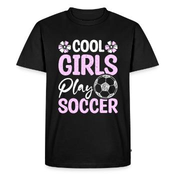 Les filles cool jouent au football - T-shirt Premium bio Homme - noir - Devant - Nico (187cm)