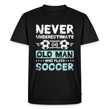 Ne jamais sous-estimer un vieil homme qui joue au football - T-shirt Premium bio Homme - noir - Devant - Nico (187cm)
