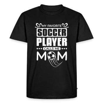 Mon joueur de football préféré m’appelle maman - T-shirt Premium bio Homme - noir - Devant - Nico (187cm)