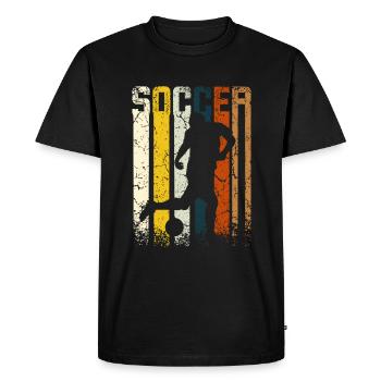 Retro Vintage Soccer - Men's Premium Organic T-Shirt - black - Front - Nico (187cm)