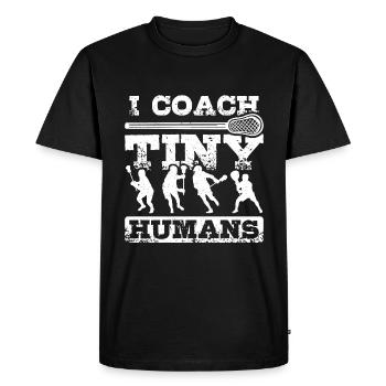 J’entraîne de minuscules humas Entraîneur de crosse - T-shirt Premium bio Homme - noir - Devant - Nico (187cm)