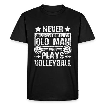 Vieil homme qui joue au volleyball - T-shirt Premium bio Homme - noir - Devant - Nico (187cm)