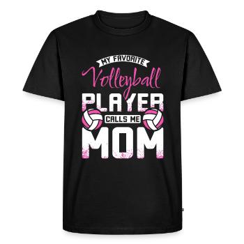 Mon joueur de volleyball préféré m’appelle maman - T-shirt Premium bio Homme - noir - Devant - Nico (187cm)