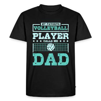 Mon joueur de volleyball préféré m’appelle papa - T-shirt Premium bio Homme - noir - Devant - Nico (187cm)