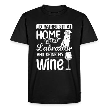 Le vin et le Labrador - T-shirt Premium bio Homme - noir - Devant - Nico (187cm)