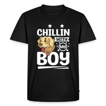 Chillin avec mon labrador - T-shirt Premium bio Homme - noir - Devant - Nico (187cm)