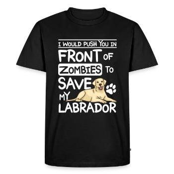 Te pousser devant des zombies pour sauver mon labrador - T-shirt Premium bio Homme - noir - Devant - Nico (187cm)