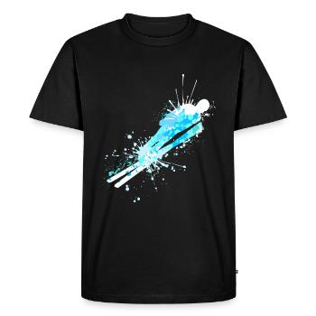 Splash Art Winter Sports Skiing Ski jumping - Men's Premium Organic T-Shirt - black - Front - Nico (187cm)
