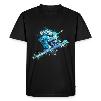 Splash Art Winter Sports Skiing Ski Skis - Men's Premium Organic T-Shirt - black - Front - Nico (187cm)
