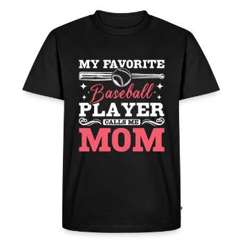 Mon joueur de baseball préféré m’appelle maman - T-shirt Premium bio Homme - noir - Devant - Nico (187cm)