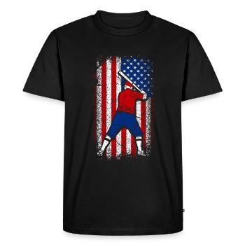 Usa drapeau américain baseball patriotique 4 juillet - T-shirt Premium bio Homme - noir - Devant - Nico (187cm)