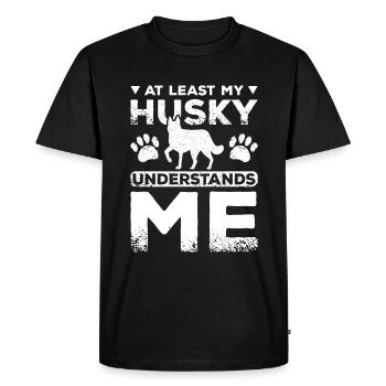 Au moins mon husky sibérien me comprend - T-shirt Premium bio Homme - noir - Devant - Nico (187cm)