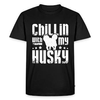 Chillin avec mon husky sibérien - T-shirt Premium bio Homme - noir - Devant - Nico (187cm)