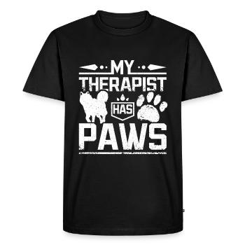 Mon thérapeute a des pattes de husky sibérien - T-shirt Premium bio Homme - noir - Devant - Nico (187cm)